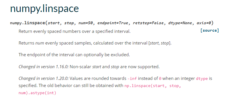 Numpy Linspace