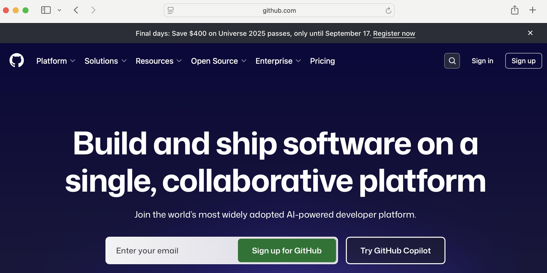 GitHub Home Page