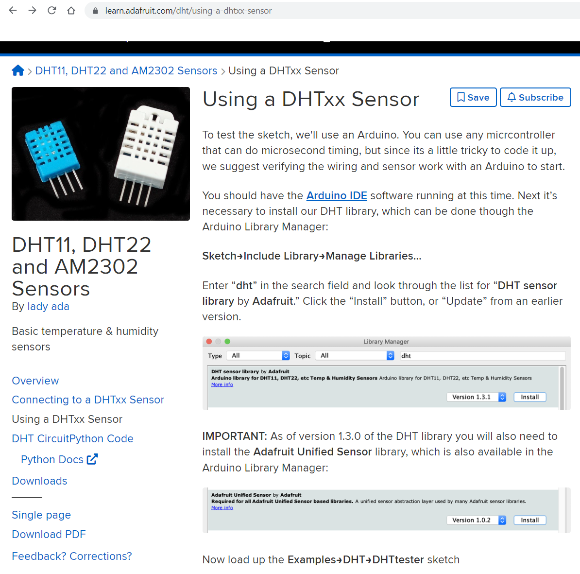 dht Sensor Library