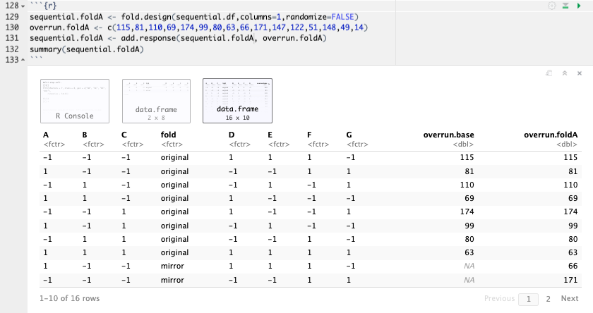 Design Matrix with Responses