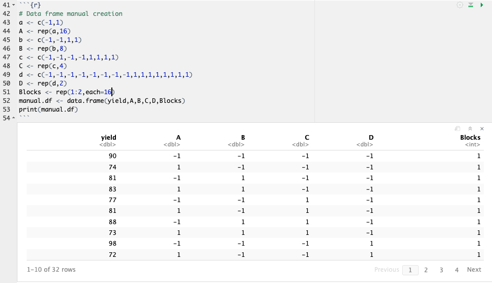 Manual Data Frame Creation