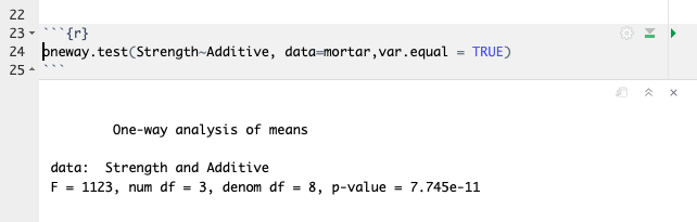 R oneway.test Command