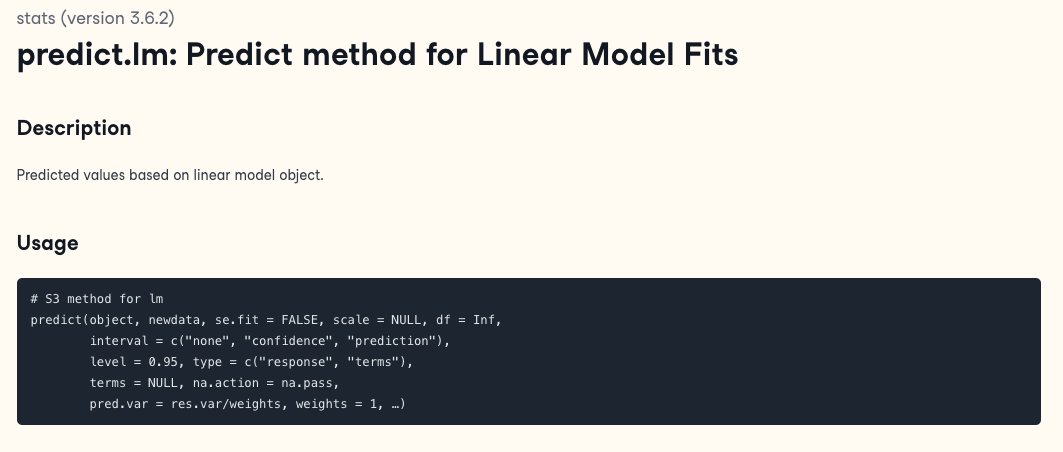 predict.lm() Documentation