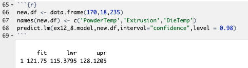 predict.lm() Confidence Interval