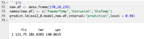 predict.lm() Prediction Interval