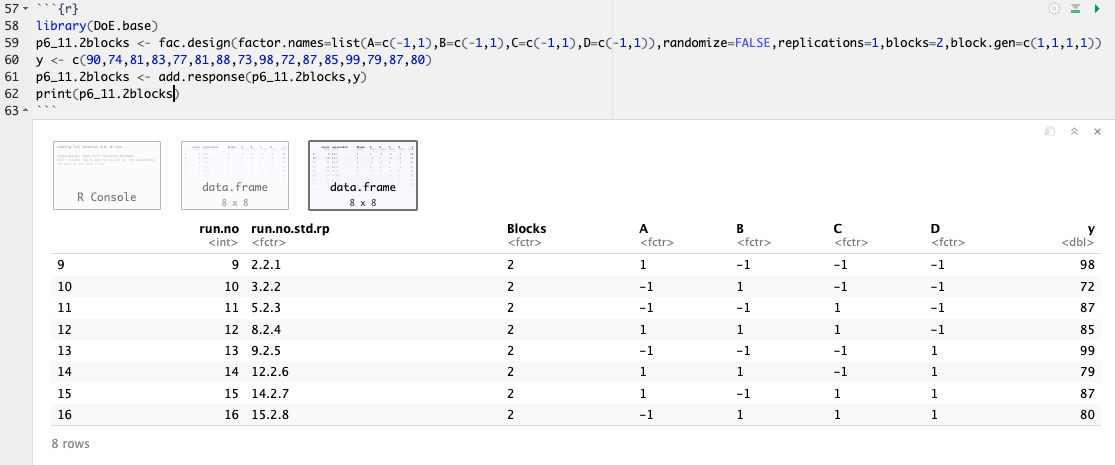 Data Frame Creation Displaying Block 2