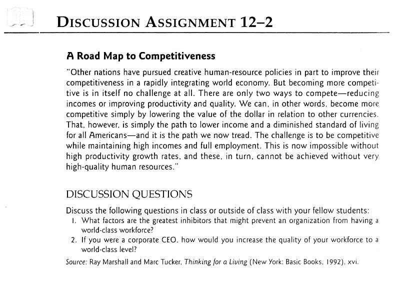 Discussion Assignment 12-2 (6th edition)
