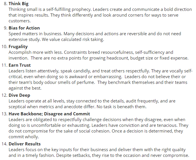Amazon's 14 Leadership Principles