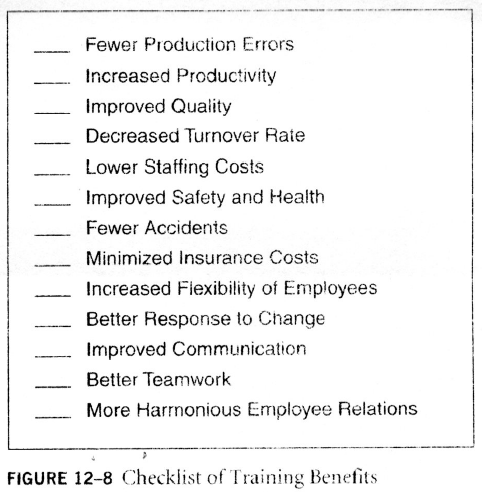 Figure 12-8: Checklists of Training Benefits