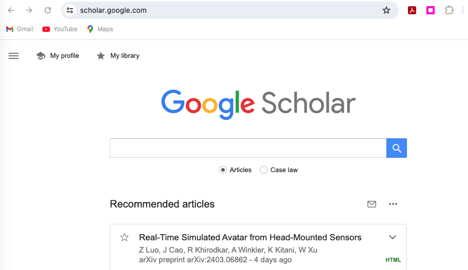 Google Scholar Home Page